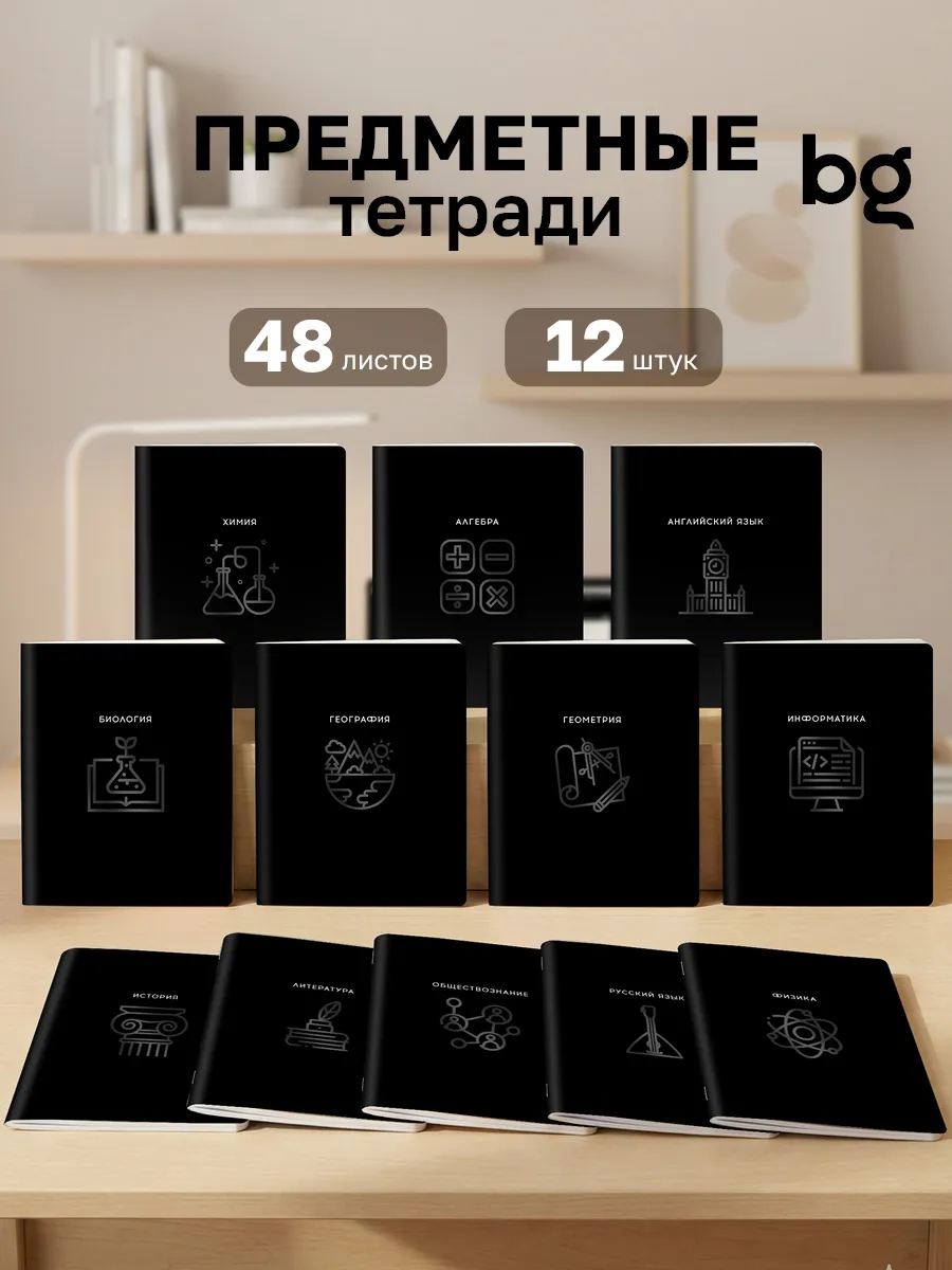 Предметные тетради со справочным материалом 48 листов 12 шт BG