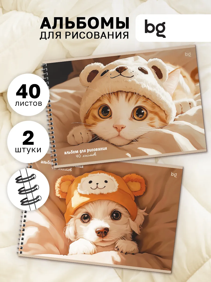 Альбом для рисования А4 на спирали 40 листов BG